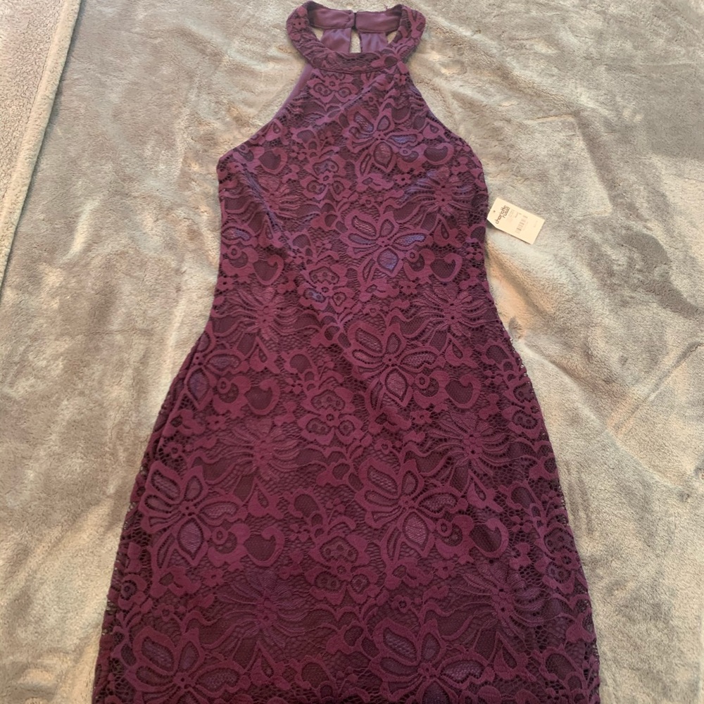 charlotte russe mini purple lace bodycon dress